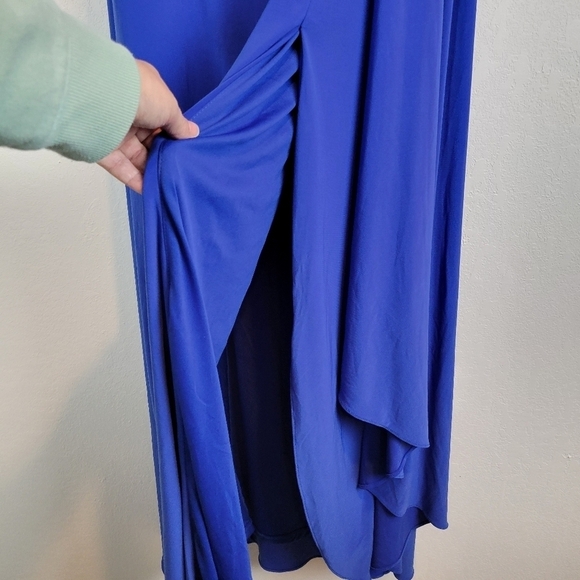 Adrianna Papell Embellished One Shoulder Jersey Cocktail Dress BrilliantSapphire - Picture 12 of 16